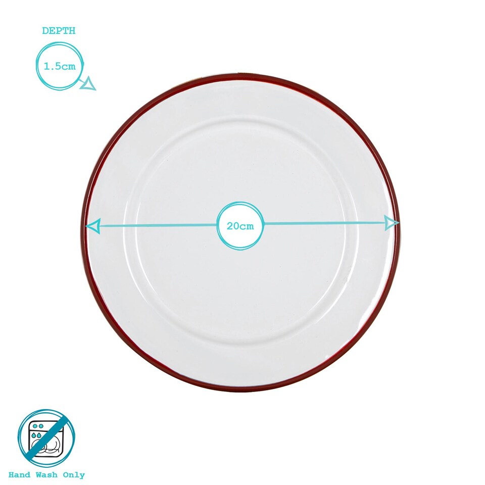 image 1 of Argon Tableware White Enamel Side Plates - 20cm - Red - Pack of 6