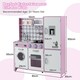 image 2 of COSTWAY Pretend Play Kitchen Kids Wooden Toy Set Kitchen Accessory Playset Pink