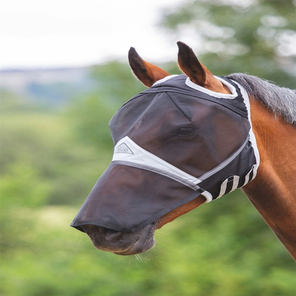 image 1 of Shires Fine Mesh Fly Mask With Ear Hole & Nose Blue | Size: Full
Colour: Teal