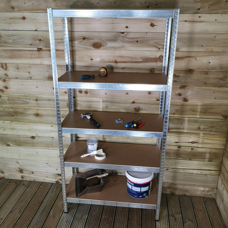 image 1 of Garage Shelving 90cm Wide & 180cm High Heavy Duty 5 Tier Multipurpose Metal Racking Unit / Warehouse Shelving Storage