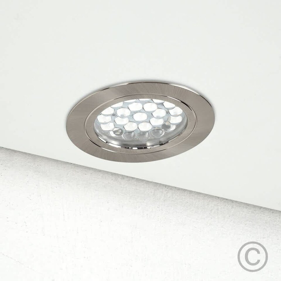 image 1 of ValueLights Downlight Brushed Chrome Fixed Light Integrated Warm White Bulbs