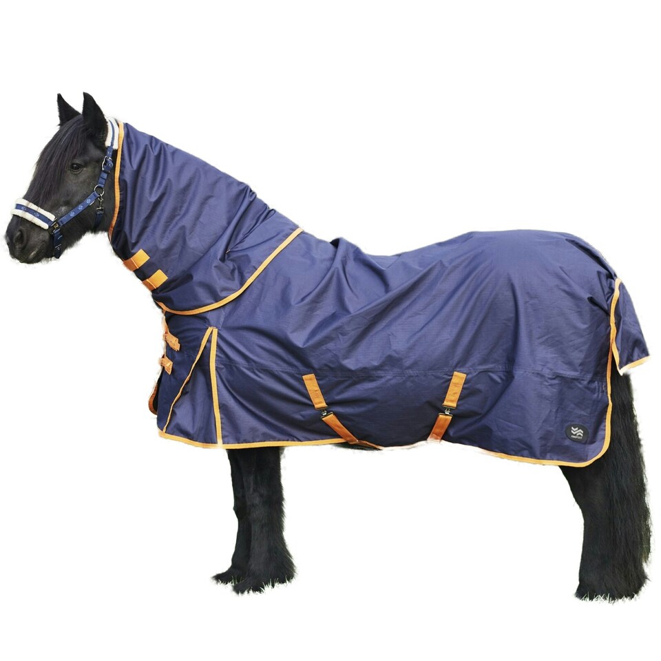 Firefoot Detachable Neck Horse Turnout Rug - Navy/Orange - 5´ 3"