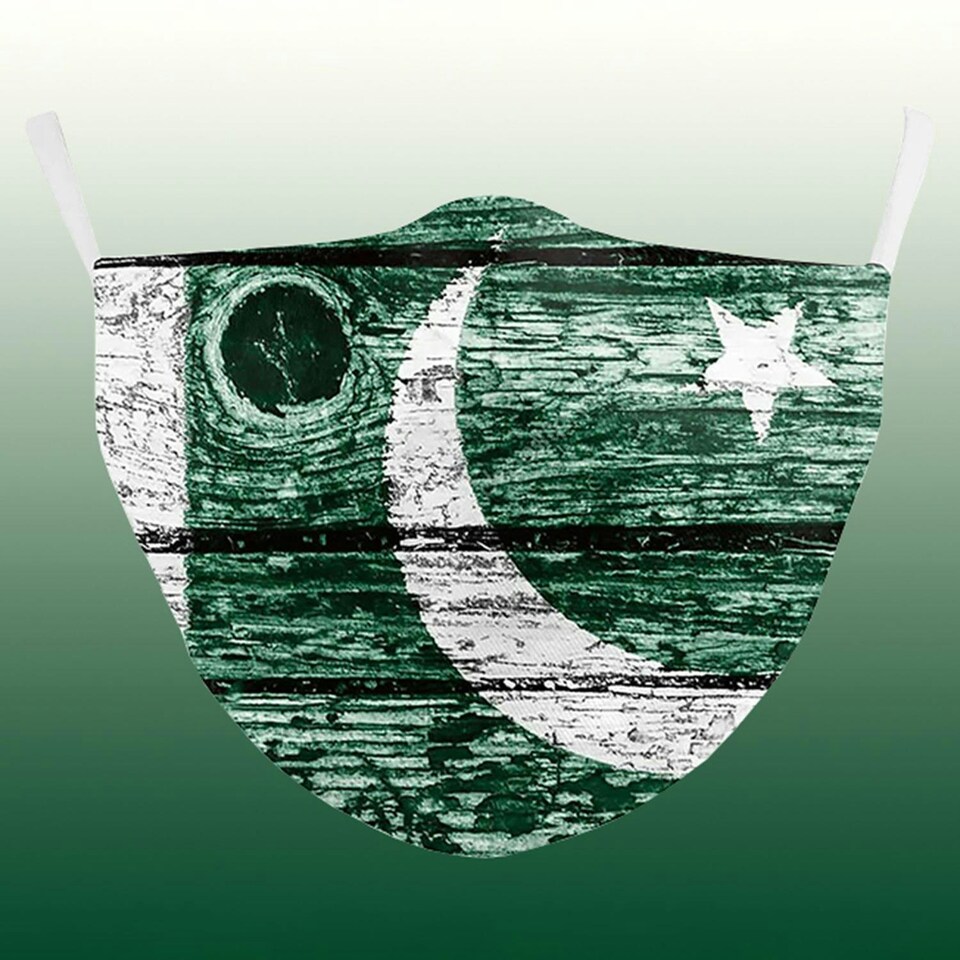image 1 of 3D Mask- Three Layer with Filter Pocket Adults Pakistan Flag Multi
