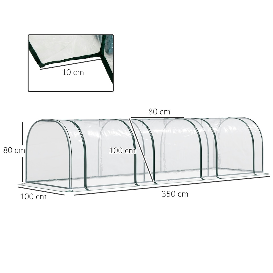 image 1 of Outsunny Tunnel Greenhouse Steel Frame for Garden Backyard w/ Zipper Doors