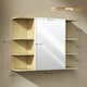 image 7 of HOMCOM Bathroom Wall Cabinet with Mirror and Open Storage Shelves Natural | Brown