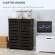 image 9 of HOMCOM Shoe Storage Cabinet with Slatted Doors for 15 Pairs of Shoes Brown Brown