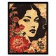 image 1 of Beauty Bloom Woman Floral Portrait Black Framed Wall Art Print A4