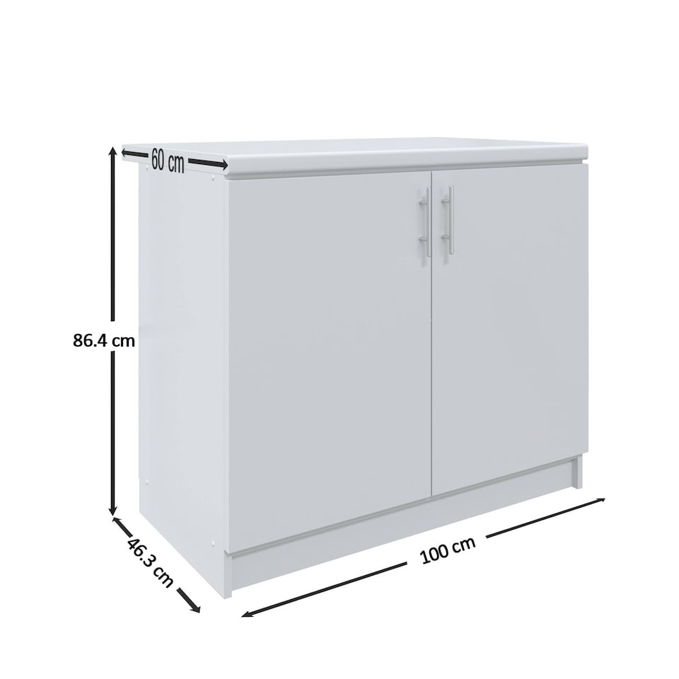 image 1 of JD Greta Kitchen Base Unit 1000mm Storage Cabinet With Doors Shelf 100cm White Matt with Worktop