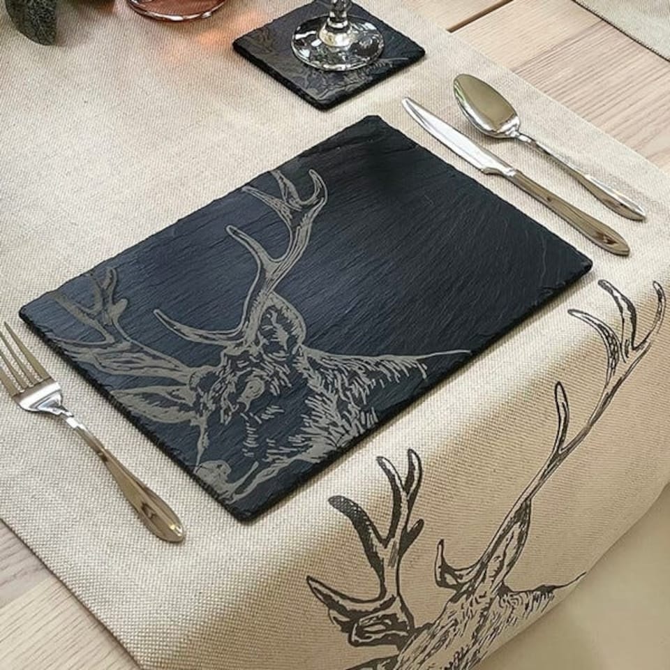 image 1 of The Just Slate Company Set of 2 Stag Slate Placemats