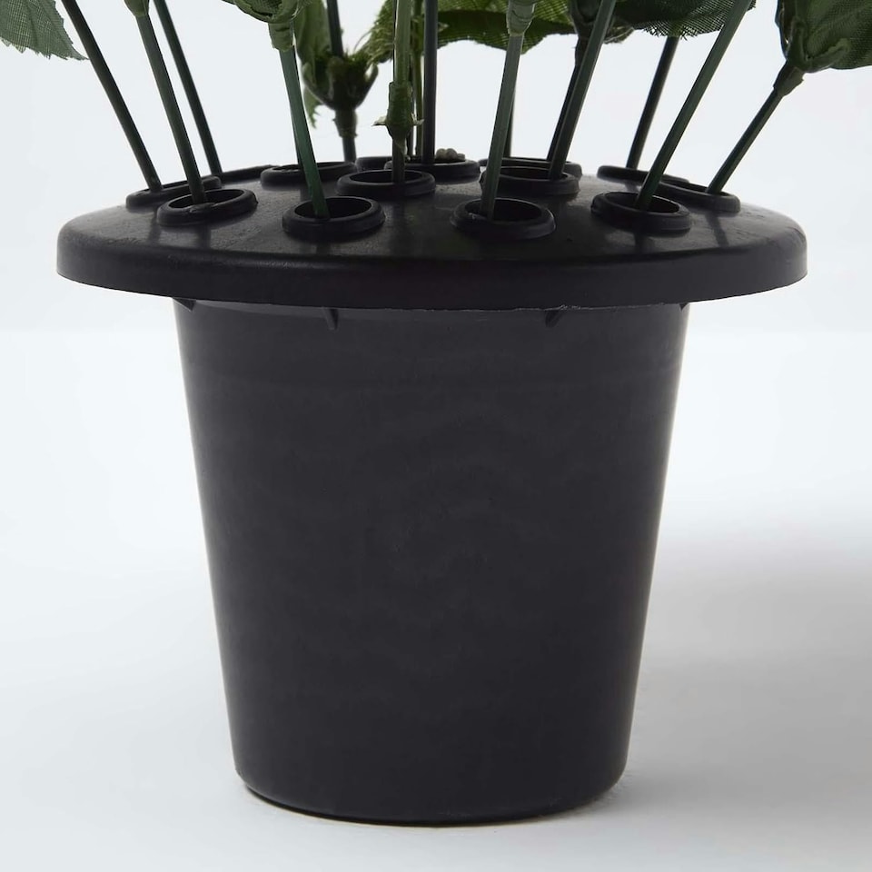 image 1 of Homescapes Artificial Poinsettia and Rose Flowers in Pot, Artificial Flower Bouquet