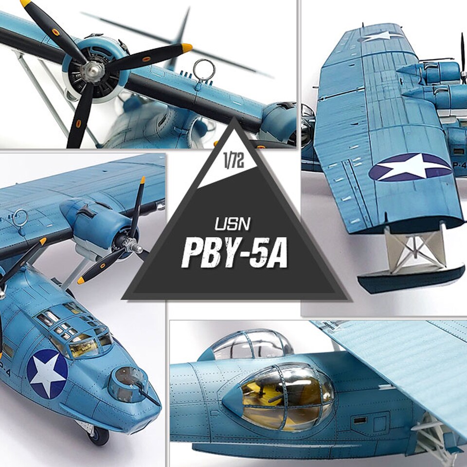 image 1 of Academy USN PBY-5A Battle of Midway Military Aircraft Model Kit Scale 1-72