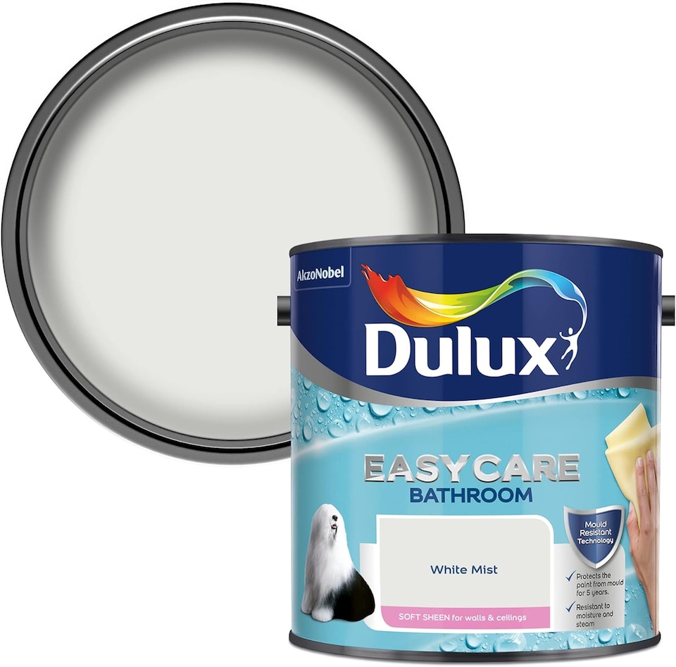 image 1 of Dulux Easycare Bathroom Soft Sheen White Mist 2.5L
