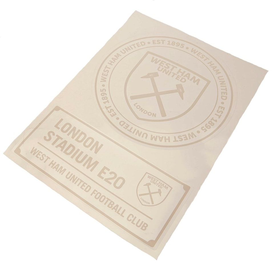 image 1 of West Ham United FC Car Decal (Pack of 2) - White - 19cm x 19cm