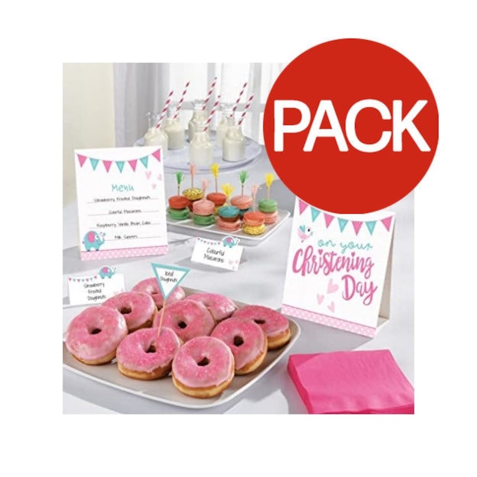 Amscan Christening Decorating Kit (Pack of 12) - Pink/White/Blue - One Size