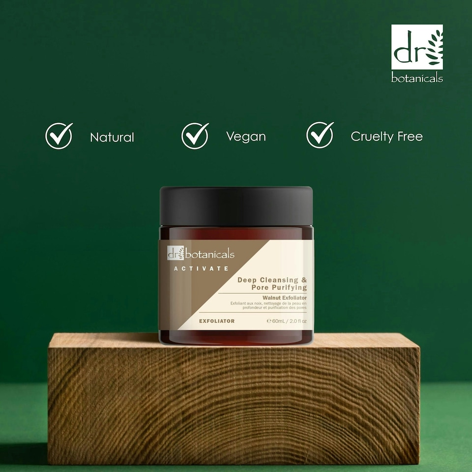 image 1 of Dr Botanicals Activate Deep Cleansing & Pore Purifying Walnut Exfoliator 60ml Twin Value Savings Pack