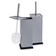 image 1 of Harbour Housewares 2x Toilet Brushes & Holder - Matt Grey - Square Stainless Steel Non Slip Rust Resistant Toilet Cleaning Brush | Grey | Grey | One Size | 2