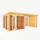 image 3 of 6 x 3 m Studio Pent Log Cabin with Patio Area with Oak UPVC Windows and Doors - 44 mm Timber - L333.5 x W591.1 x H249.4 cm - Brown Brown