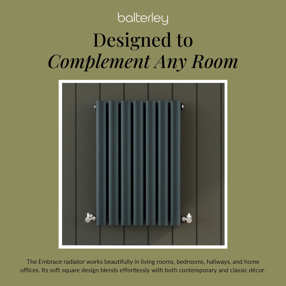 image 1 of Embrace Horizontal Double Panel Radiator, 600mm x 412mm - Anthracite | Grey | Anthracite | 1