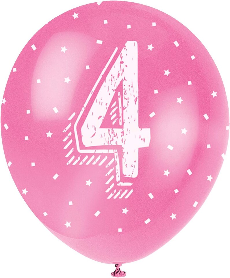 image 1 of Age 4 Biodegradable Assorted Latex Balloons 30cm / 12 in - Pack of 5