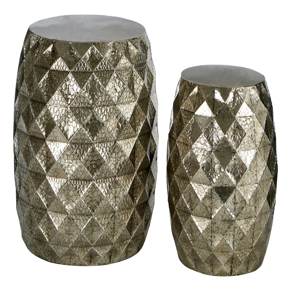 image 1 of Interiors by Premier Reza silver Finish Drum Stools