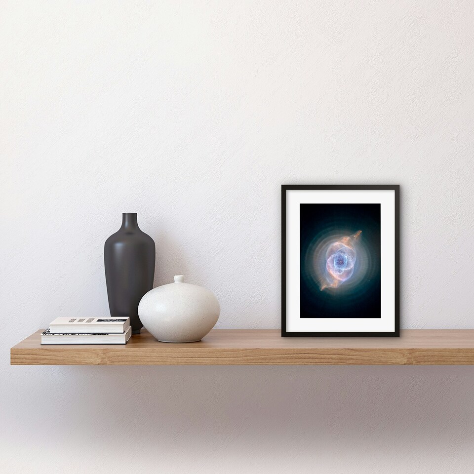 image 1 of Hubble Space Cat's Eye Planetary Nebula Dying Star 9x7" Black Framed Wall Art Print