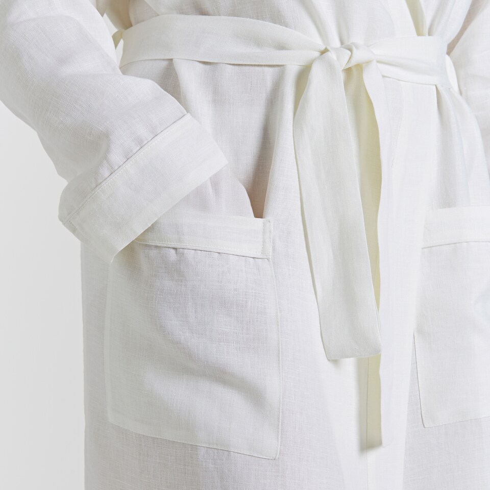 image 1 of Martex Linen Bathrobe Small White
