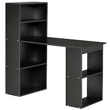 HOMCOM 120cm Computer Desk Bookshelf Writing Table 6 Shelves Black