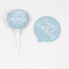 Pastel Blue Happy Birthday Self Inflating Foil Balloon 12cm / 5 in - Pack of 2 | Blue