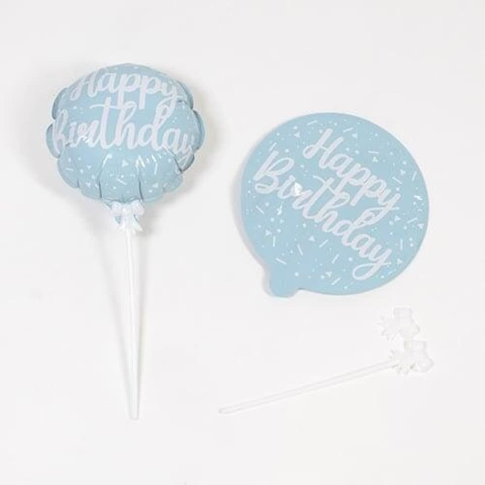 Pastel Blue Happy Birthday Self Inflating Foil Balloon 12cm / 5 in - Pack of 2 | Blue