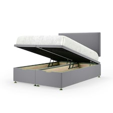 Silver Plush Velvet Ottoman Base and Valencia Headboard Double | Multi