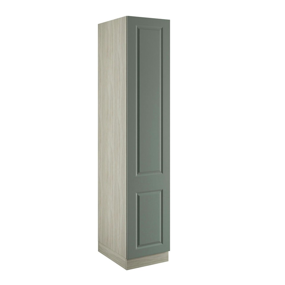 image 1 of Classic Square Panel Sage Green Single Wardrobe with Shelves Green