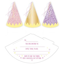 Fairy Princess Hats Invitations with Envelopes - Pack of 6