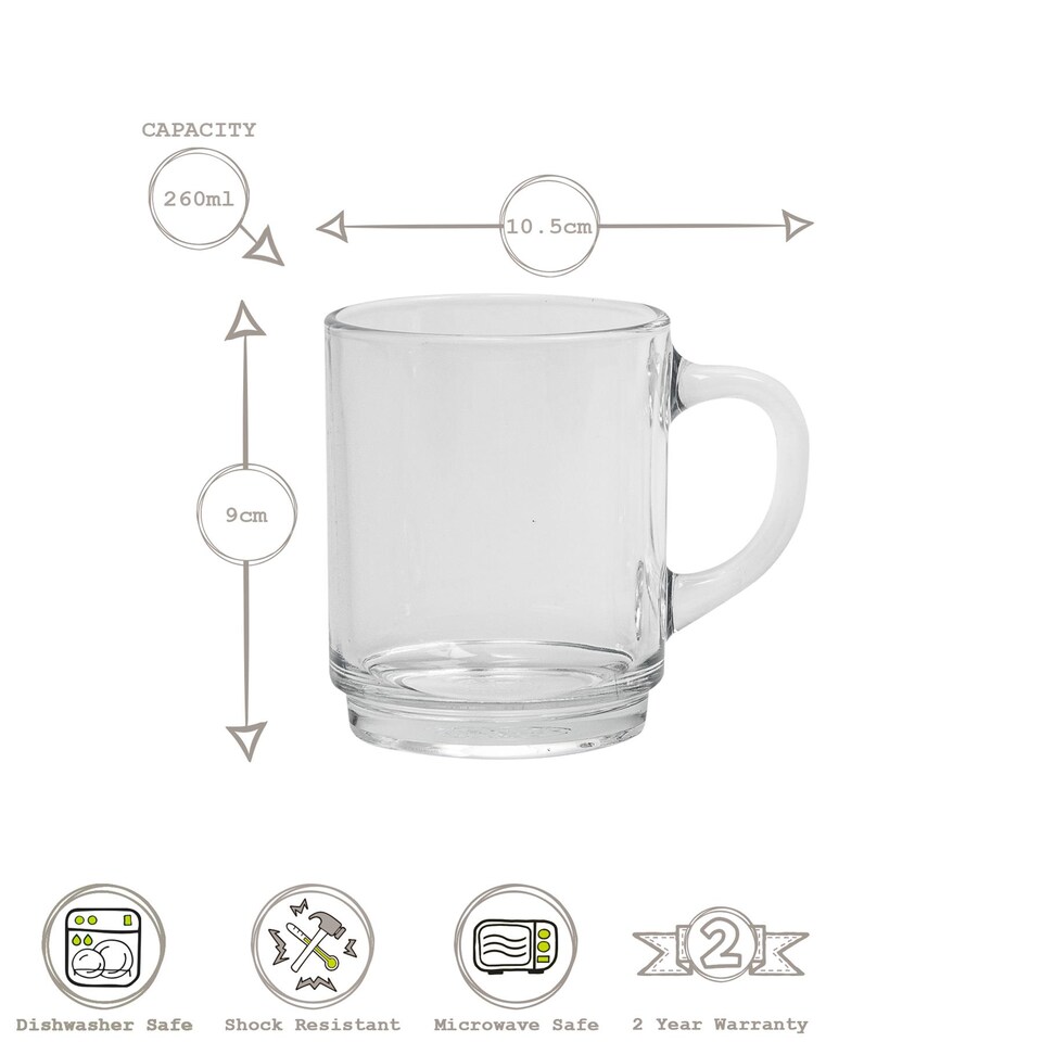 image 1 of Duralex Versailles Glass Coffee Mugs - 260ml - Saphir - Pack of 6 | Blue | Saphir