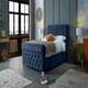 image 1 of Veneta Plush Blue Double Bed Frame - Blue