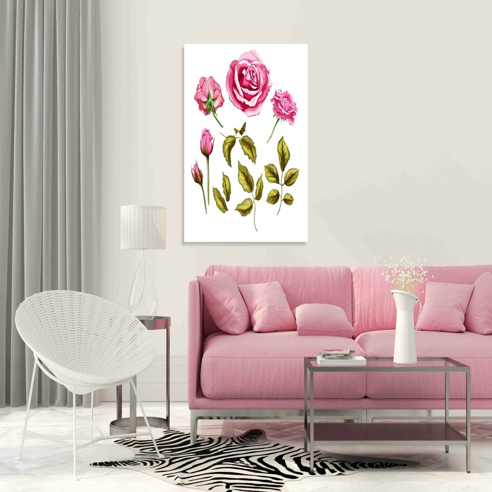image 1 of Roses on white (Canvas Print) 20cm x 20cm