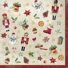 IHR Lunch Napkins Festive Tradition Cream  33cm 3ply 20 Pack