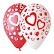 image 1 of Double Hearts Red & White Latex Balloons 33cm / 13 in - Pack of 6