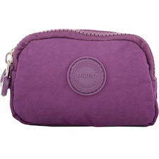 Lorenz Womens Medium Triple Zip Coin / Money / Purse / Holder / Pouch Wrist Strap | Purple | Plum
