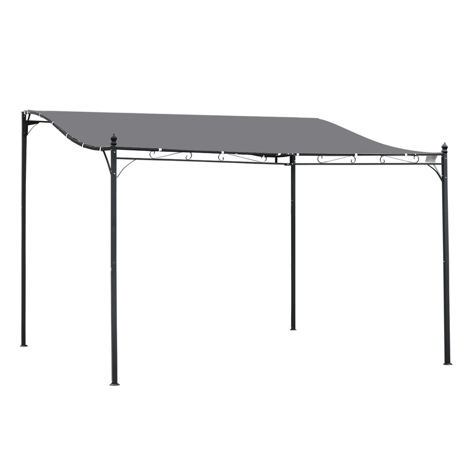 Outsunny 4 x 3M Wall Mounted Awning Free Stand Canopy Shade Porch Pergola Cream