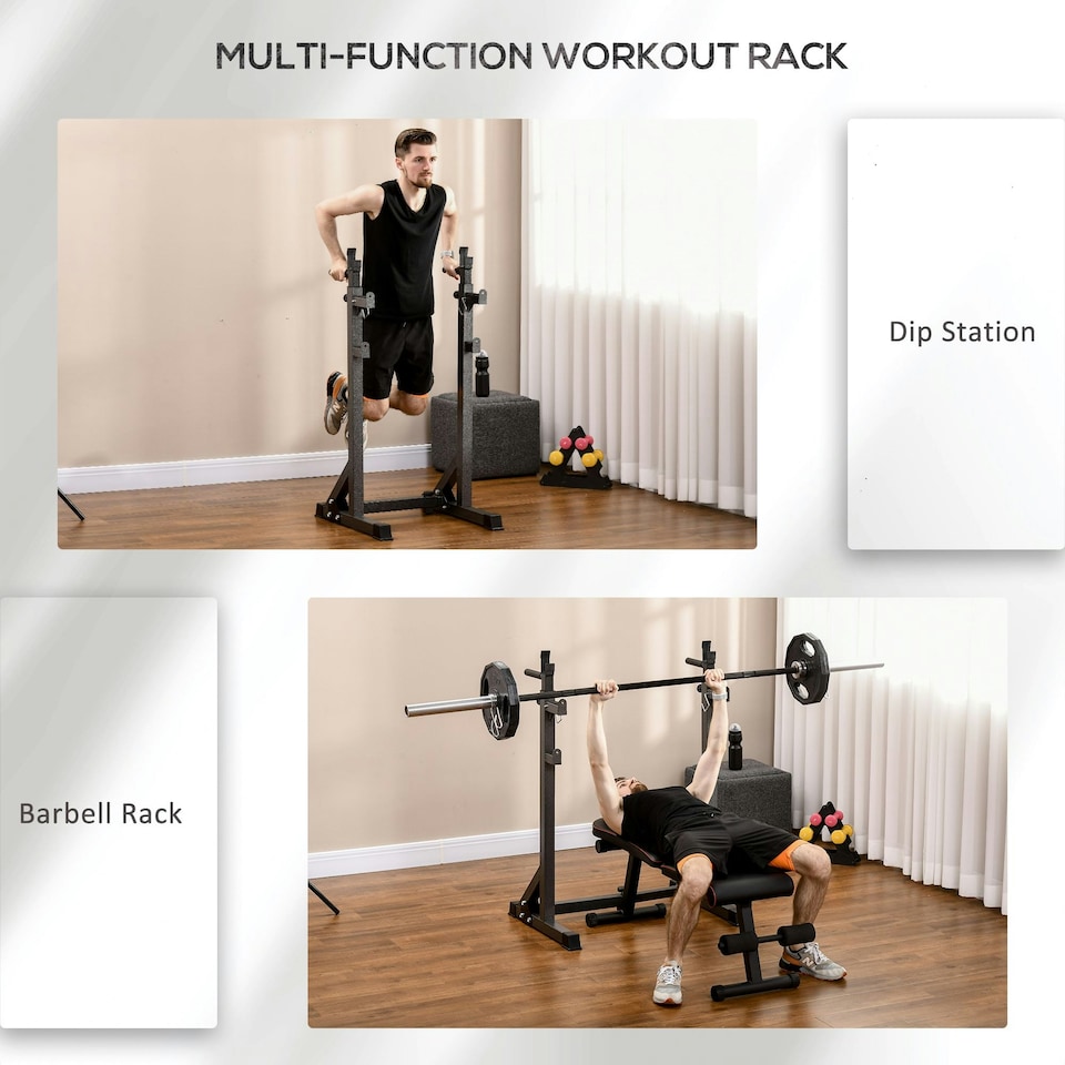 image 1 of SPORTNOW Heavy Duty Squat Rack, Adjustable Weight Barbell Stand, Home