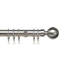 28mm Nikola Satin Silver Ball End Metal Curtain Pole Set 150cm Silver | Silver