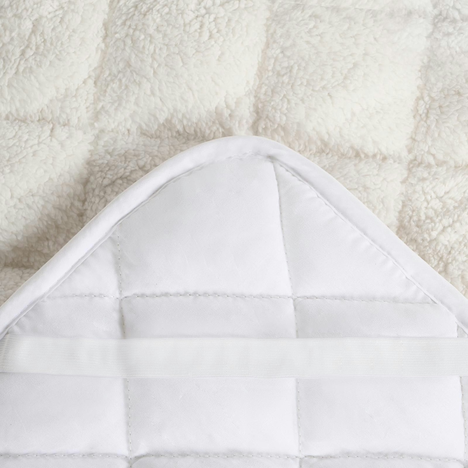 image 1 of OHS Teddy Fleece Quilted Soft Topper Mattress Protector, Double - Cream