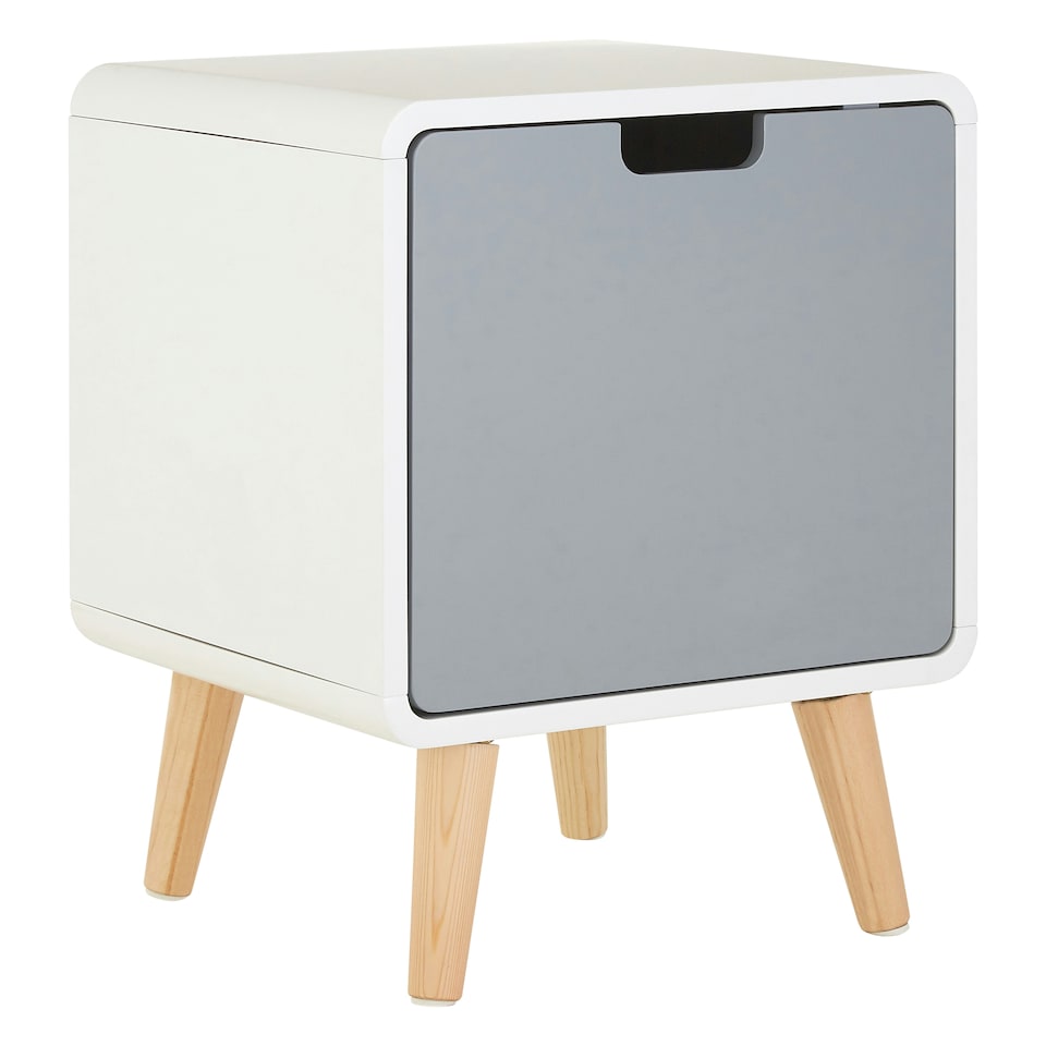 image 1 of Interiors by Premier 1 Door Cabinet, Versatile Bedside Cabinet, White Finish Bedroom Cabinet, Sleek and Modern Slim Cabinet