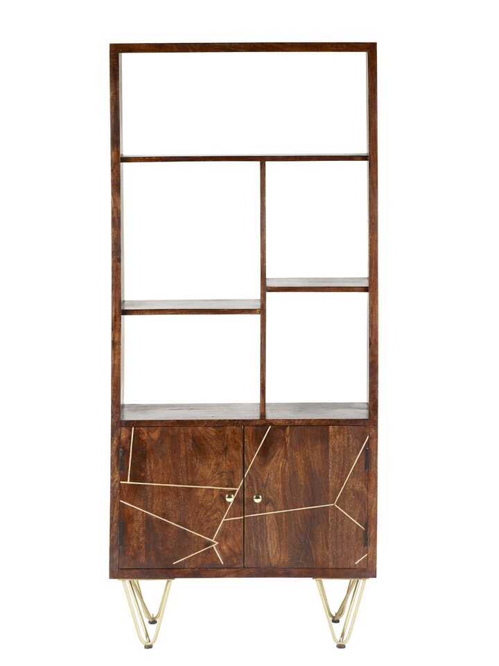 image 1 of Dark Gold Large Bookcase 2-Door | Brown | Brown