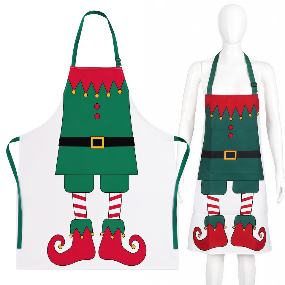 image 1 of Christmas Elf Apron Novelty Festive Baking Apron - 75 x 60cm