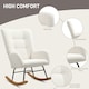 image 4 of HOMCOM Rocking Chair, Teddy Upholstered Accent Chair, Modern Armchair with Wide Backrest and Rubberwood Base for Living Room, Bedroom, Cream White | Cream | Cream