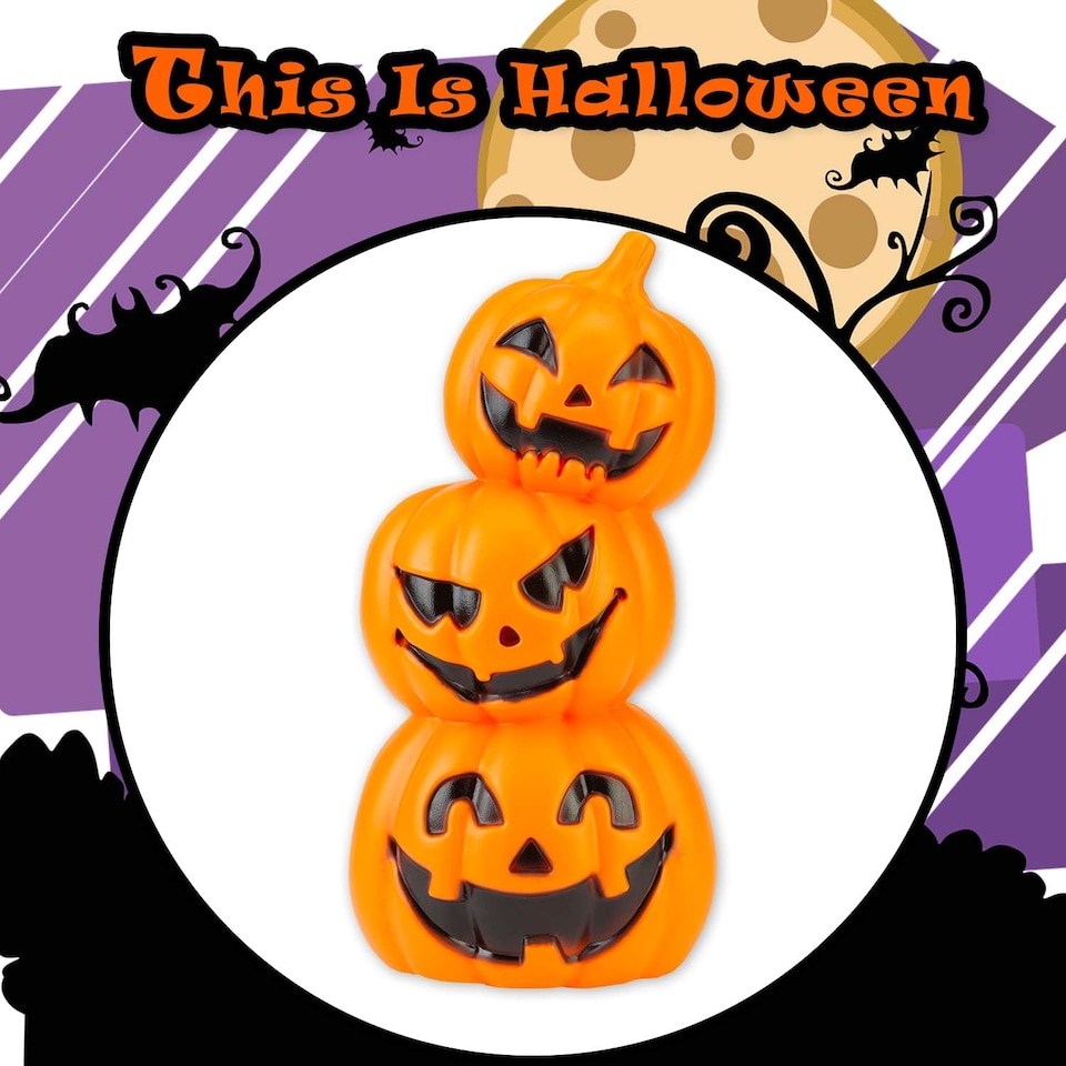 image 1 of PMS Halloween Pumpkin Light Up Decoration - Orange 30cm x 15cm