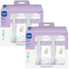 2 x MAM Easy Start Anti-Colic 260ml Baby Bottle Medium Flow Teat Pack of 3 Lilac | Multi | Not provided