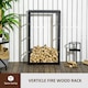 image 3 of HOMCOM 100cm Metal Firewood Log Holder Rack Elevated, Base Side Rails