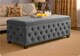 image 1 of 90cm Wide Empire Ottoman Storage Box with Legs, Steel Grey Velvet Chesterfield Upholstered Ottoman Footstool Coffee Table